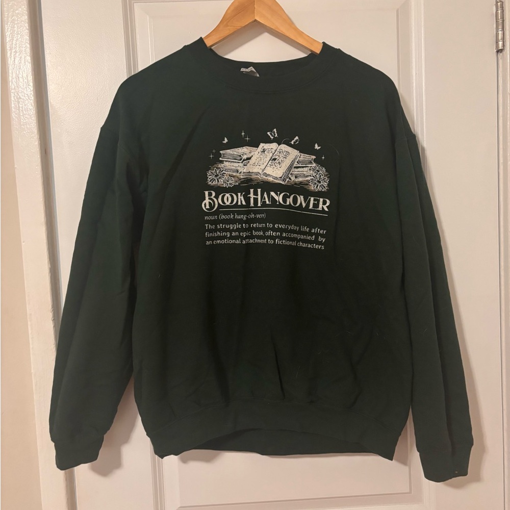 Book Hangover Dark Green Sweater